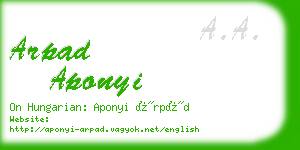 arpad aponyi business card